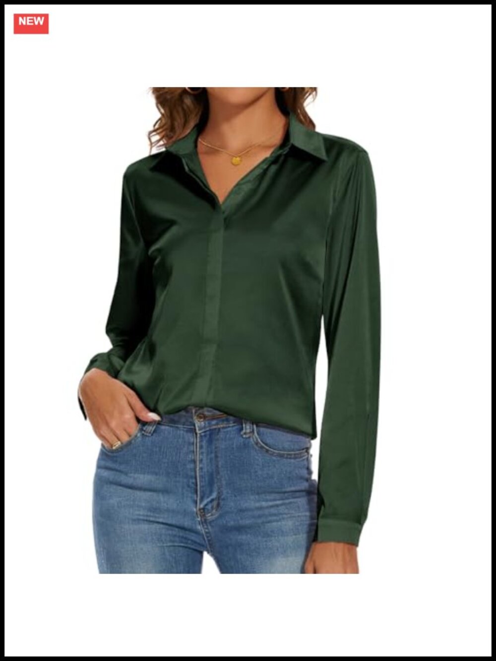 Silk Blouse Long Sleeve Button Down Shirt Office Work Top